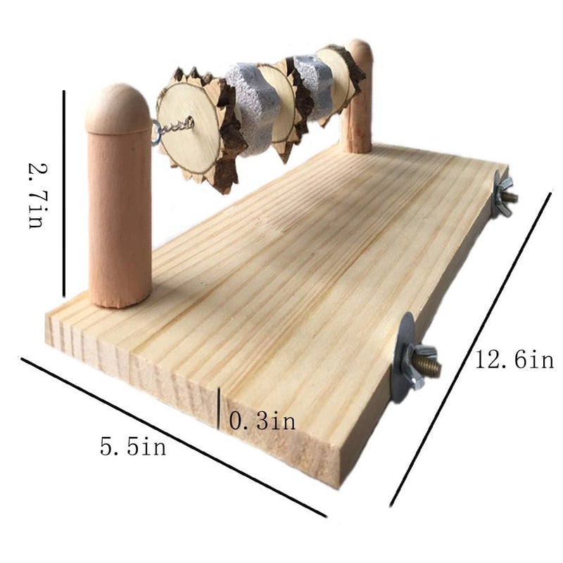 kathson Hamster Wood ledges Platform, Wooden Chinchilla Ledges Platform with Lava Ledge Blocks Chew Toys Pet Cage Resting Wooden Shelf Chinchilla Cage Accessories for Hamster Guinea-Pigs Mouse - Image 2